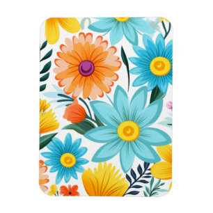Pretty Feminine White Floral Pattern Magnet