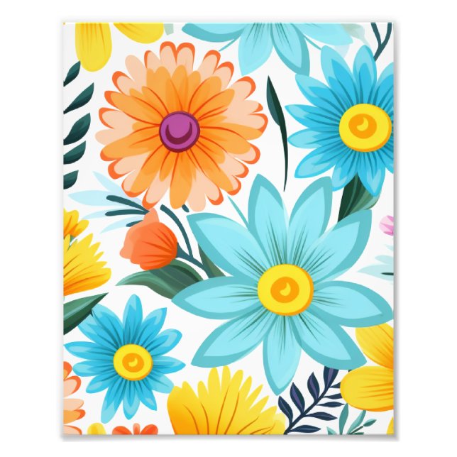 Pretty Feminine White Floral Pattern Photo Print (Front)