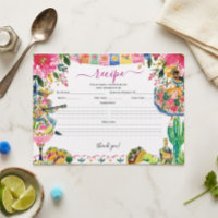 Pretty Fiesta Bridal Shower Recipe Card