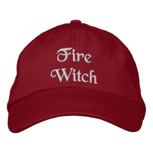 Pretty Fire Magic Witch Quote Cream Red Embroidered Hat