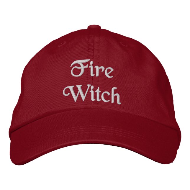 Pretty Fire Magic Witch Quote Cream Red Embroidered Hat (Front)