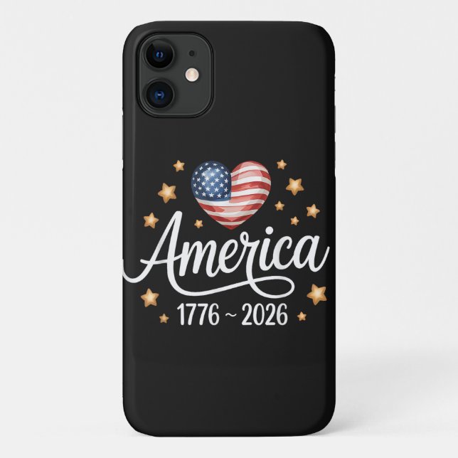 Pretty Flag Heart 1776-2026 July 4th 250th  Case-Mate iPhone Case (Back)