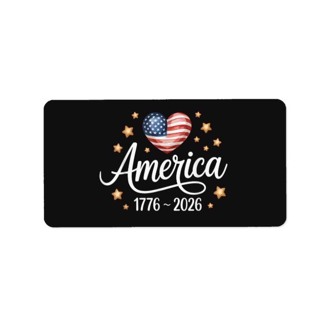 Pretty Flag Heart 1776-2026 July 4th 250th Label (Front)