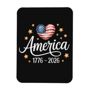 Pretty Flag Heart 1776-2026 July 4th 250th Magnet