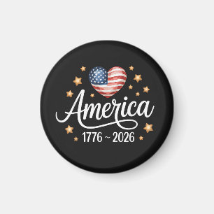 Pretty Flag Heart 1776-2026 July 4th 250th  Magnet