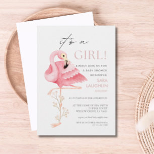 Pretty Flamingo Baby Shower Invitation