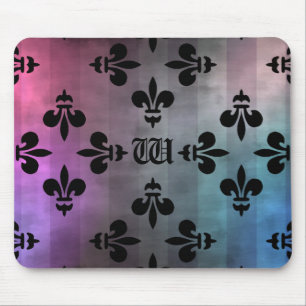 Pretty Fleur de lis pattern monogrammed Mouse Pad