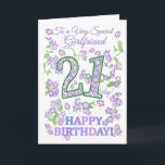 Pretty Floral 21st Birthday Special Girlfriend Card<br><div class="desc">A very pretty 21st Birthday Card for a Very Special Girlfriend, with the numbers filled with a pattern of Phlox flowers and outlined in green and sprigs of pink, mauve and blue Phlox flowers. The words, 'Happy Birthday!' are also in the same shades as the flowers, which were painted by...</div>