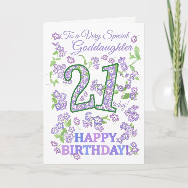 Pretty Floral 21st Birthday Special Goddaughter Card (Front)