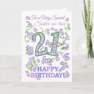 Pretty Floral 21st Birthday Special Sister-in-law Card