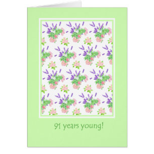 Pretty Floral 91st Birthday Greeting