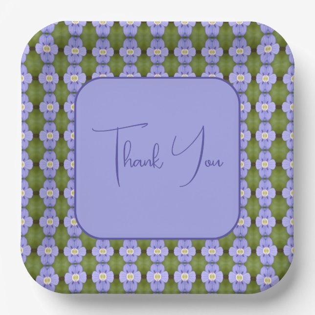 Pretty Floral Accented Square Paper Plate (Front)