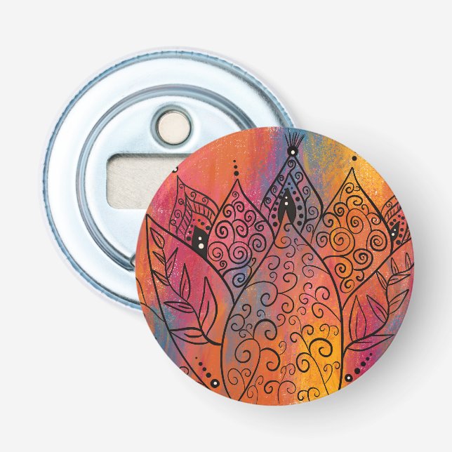 Pretty Floral Art Bottle Opener (Front)