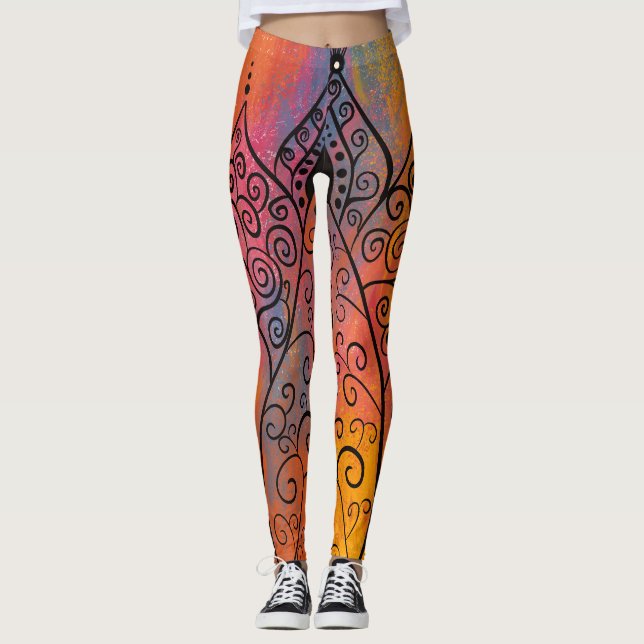 Pretty Floral Art Leggings (Front)