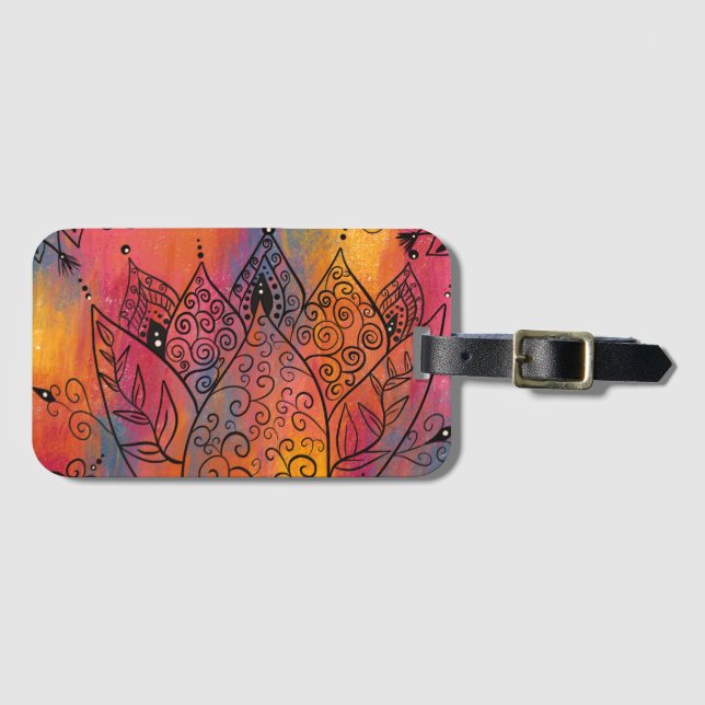 Pretty Floral Art Luggage Tag (Front Horizontal)