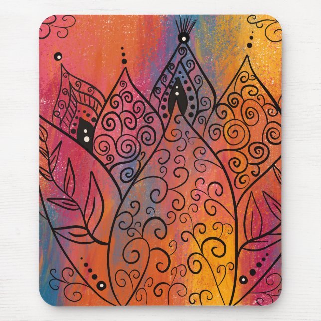 Pretty Floral Art Mouse Pad (Front)