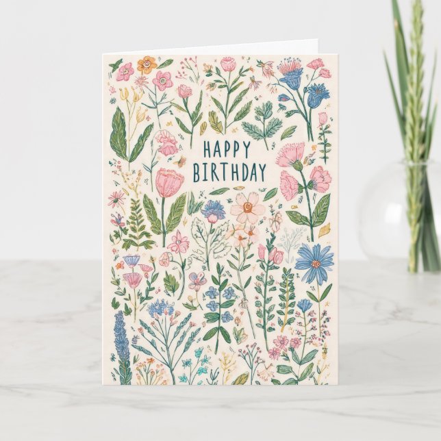Pretty Floral Birthday Card (Front)
