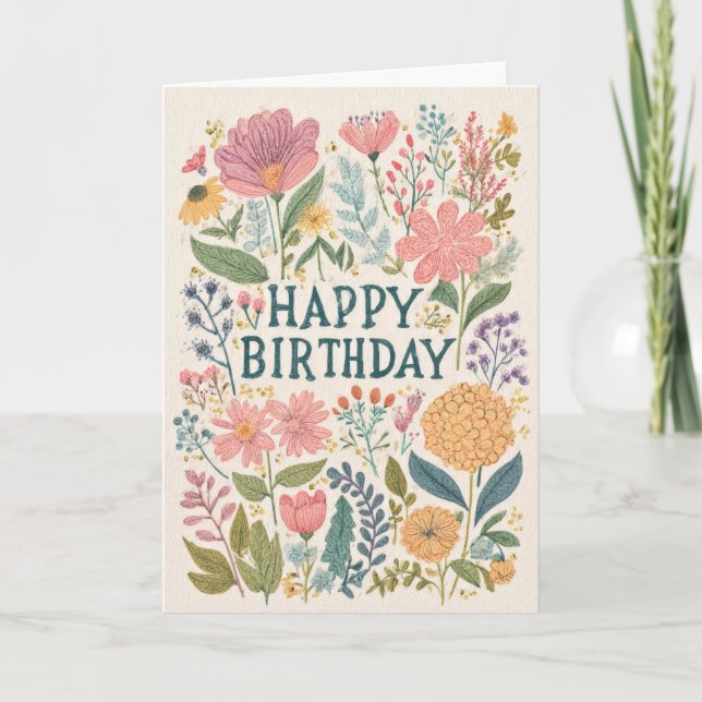 Pretty Floral Birthday Card (Front)