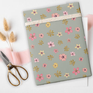 Pretty Floral Birthday Girly Feminine Cute Flowers Wrapping Paper