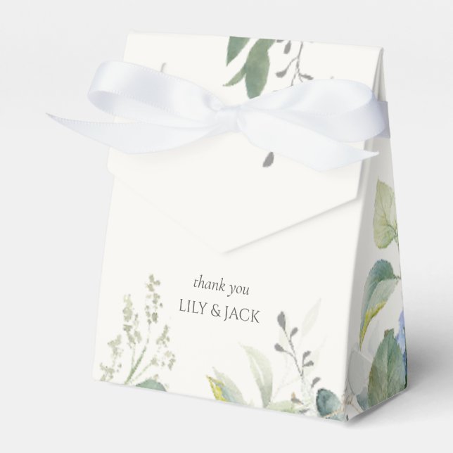 Pretty Floral Blue Hydrangea Event Wedding  Favour Box (Front Side)