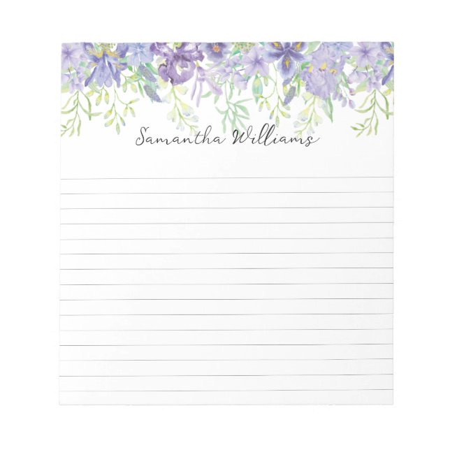 Pretty floral border custom notepad (Front)
