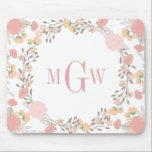 Pretty Floral Botanical Monogram Mousepad<br><div class="desc">Little Bayleigh.</div>