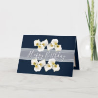 Pretty Floral Bouquet Lilies Flower Navy Birthday