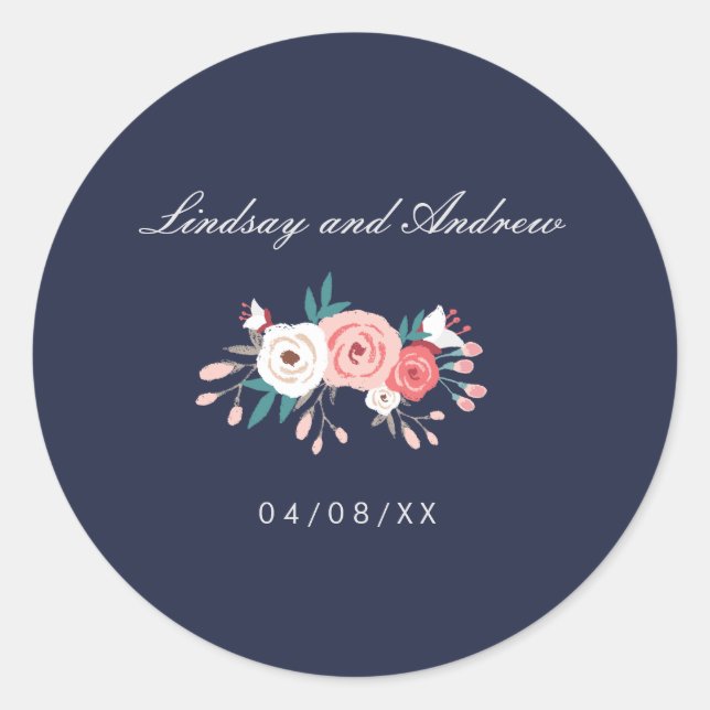Pretty Floral Bouquet Wedding Seal (Front)