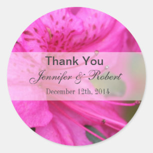 Pretty floral bride and groom wedding favour classic round sticker