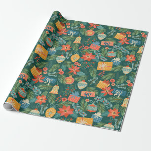 Pretty Floral Christmas Wrapping Paper