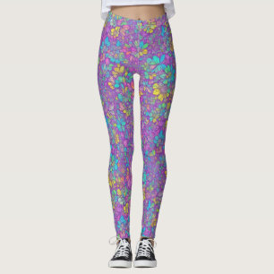 Pretty Floral Colourful Bohemian Watercolor Leggings