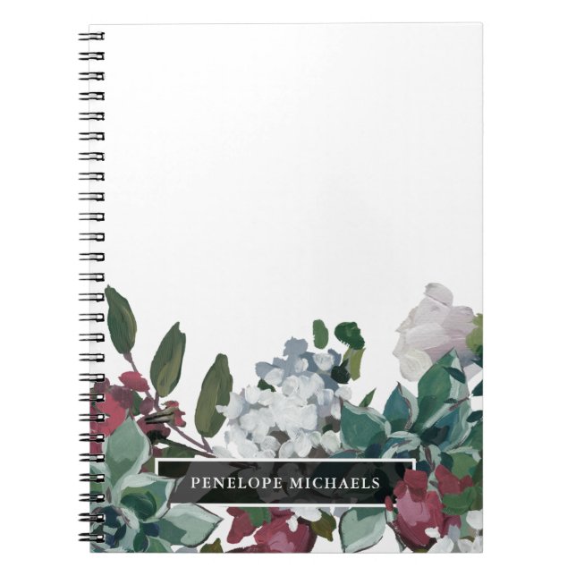 Pretty Floral Custom Name Personalised Notebook (Front)