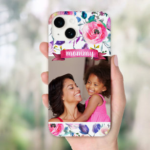 Pretty Floral Custom Photo Gift for Mum Case-Mate iPhone 14 Case