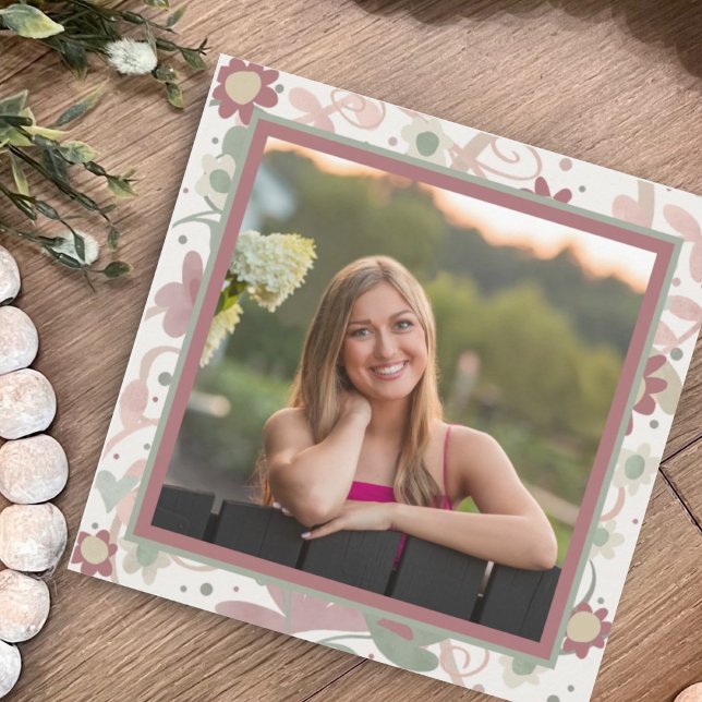 Pretty Floral Custom Photo Graduation Invitation (Creator Uploaded)