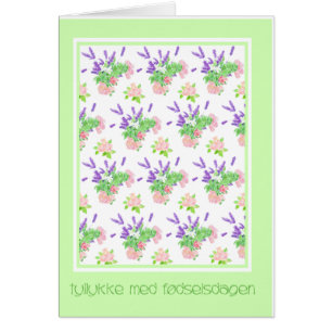 Pretty Floral Danish Language Greeting Birthday