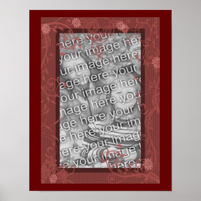 Pretty Floral Design Frame Create Your Own Photo  Poster (Front)