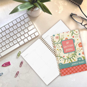 Pretty Floral Dragonfly Gratitude Journal Planner