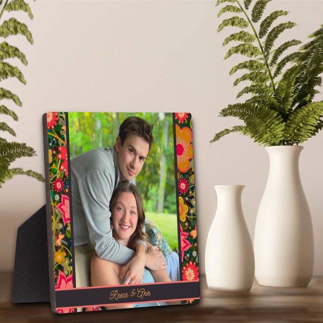 Pretty Floral Dragonfly Photo Customised Names Plaque (Creator Uploaded)