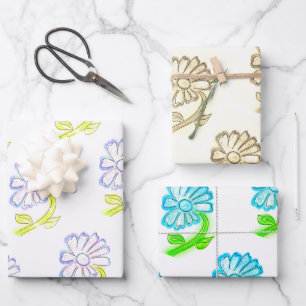 Pretty Floral Drawings Wrapping Paper Sheet