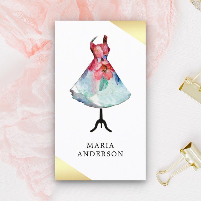 Pretty Floral Dress Form Mannequin Fashion Stylist Business Card (Creator Uploaded)