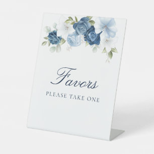 Pretty Floral Dusty Blue Bridal Shower Favours Pedestal Sign
