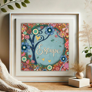 Pretty Floral Escape Inspiring Tree Inspirivity Poster
