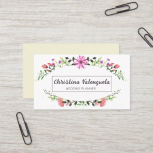 Pretty Floral Feminine Wedding Planner Business Card