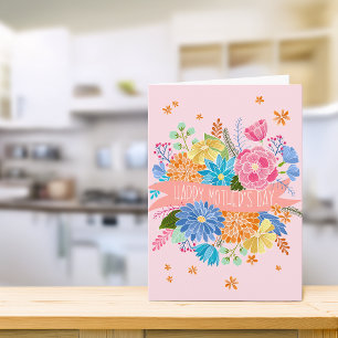 Pretty Floral Flower Bouquet Mother's Day Greeting Card