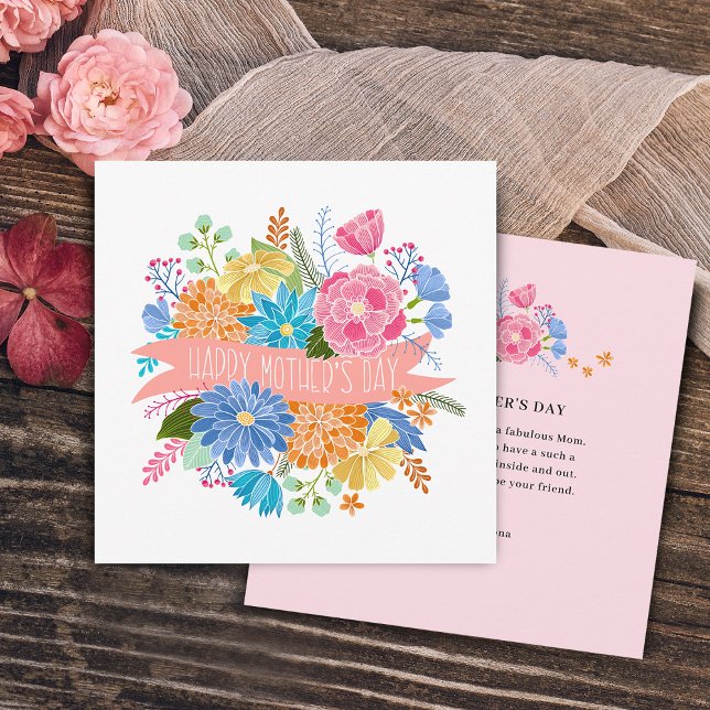 Pretty Floral Flower Bouquet Mother's Day Holiday Card (Pretty Floral Flower Bouquet Mother's Day Holiday Card)