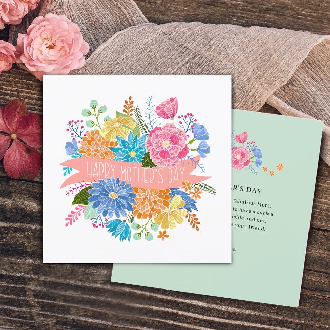 Pretty Floral Flower Bouquet Mother's Day Holiday Card (Pretty Floral Flower Bouquet Mother's Day Holiday Card)
