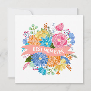 Pretty Floral Flower Bouquet Mum Birthday Card