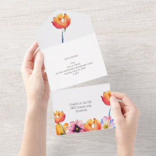 Pretty floral foldover all in one invitation