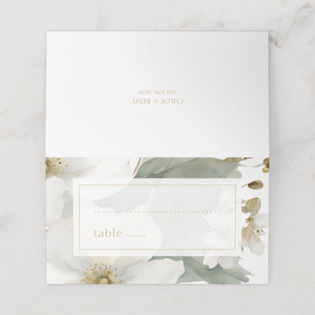 Pretty Floral Foliage Wedding  Place Card (Outside Unfolded)