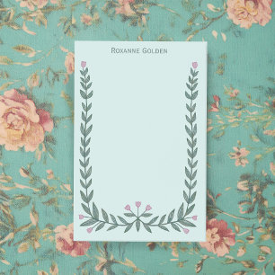 Pretty Floral Frame CUSTOM NAME Notepad